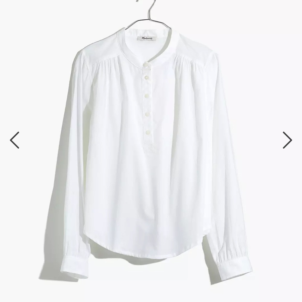 MADEWELL Shirred Popover Top — Size S, White